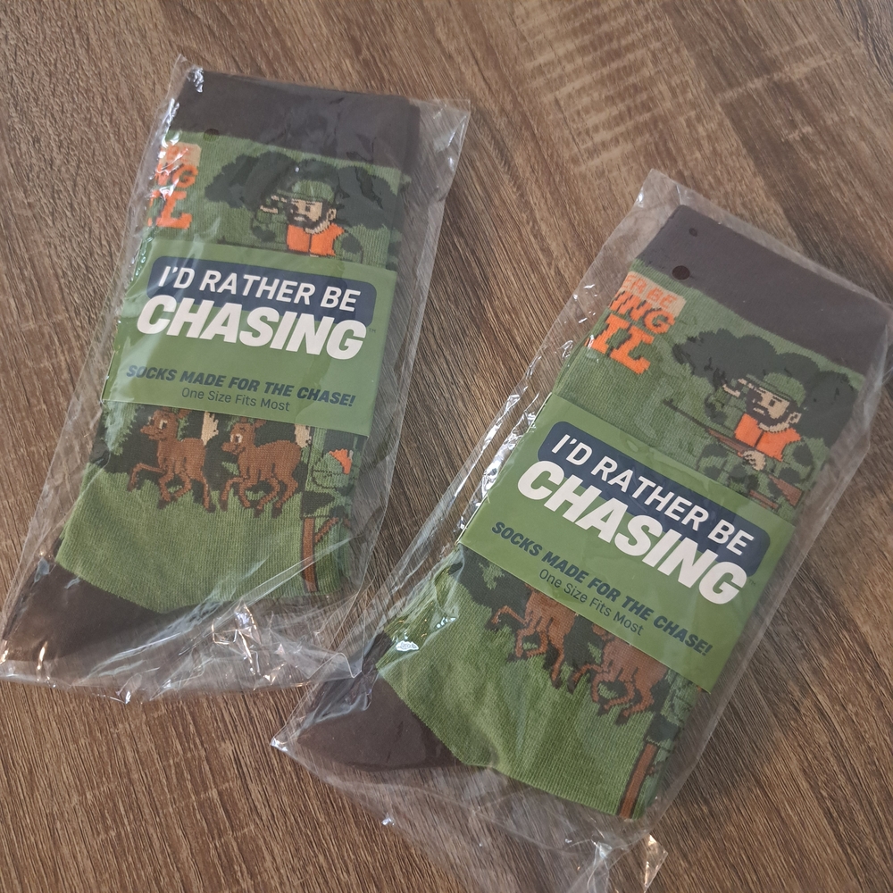 🌟3 For $12 🌟 I'd Rather Be Chasing... Green Hunting Socks (2 pairs)